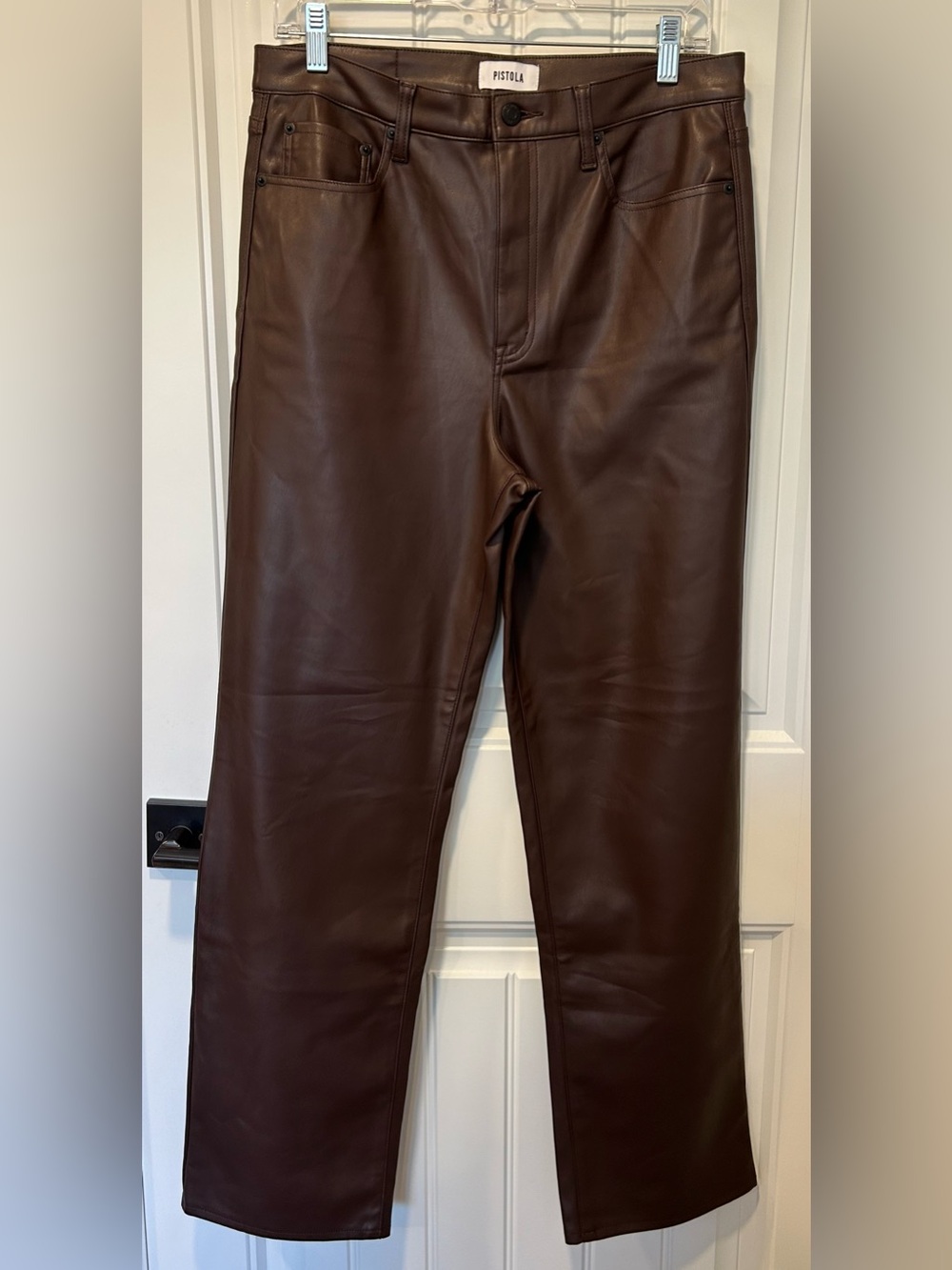 Pistola Brown vegan faux Leather women’s pants